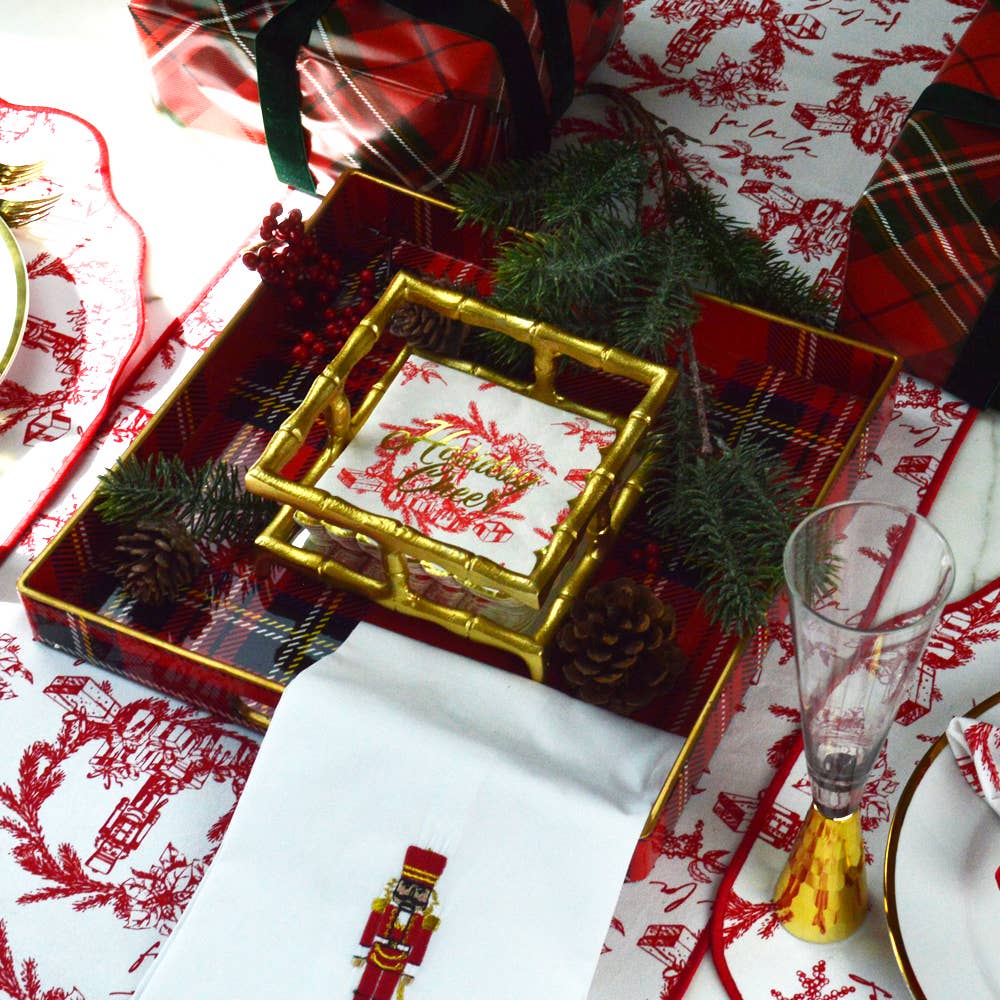 RED PLAID SQUARE TRAY - Shannan Bower Home