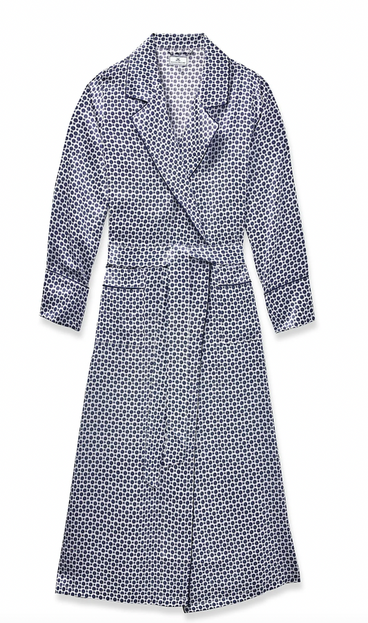 WOMEN'S SILK ROBE - Navy Foulard
