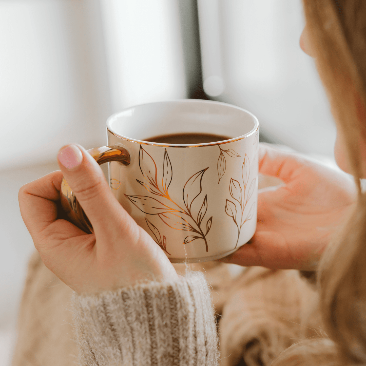 GOLD LEAVES COFFEE MUG - Shannan Bower Home