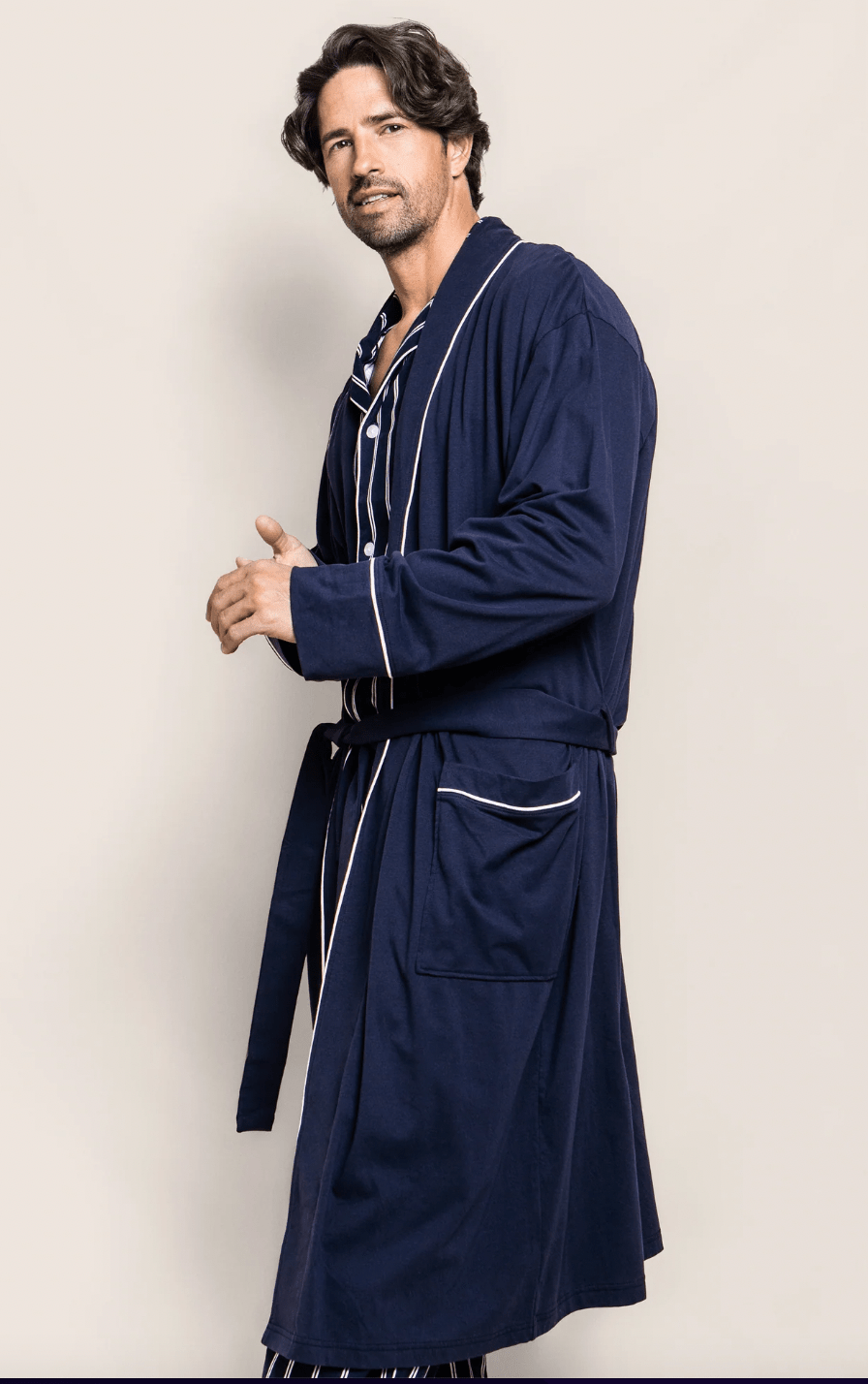 MEN'S LUXE PIMA ROBE - Navy - Shannan Bower Home