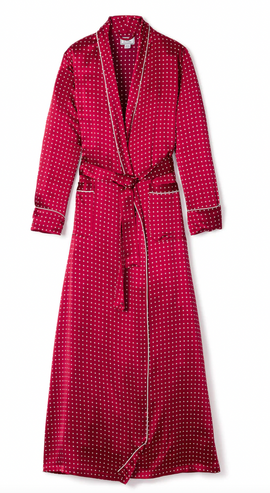 WOMEN'S SILK ROBE - Red Polka Dot