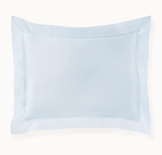 Light blue sateen euro sham on a white background