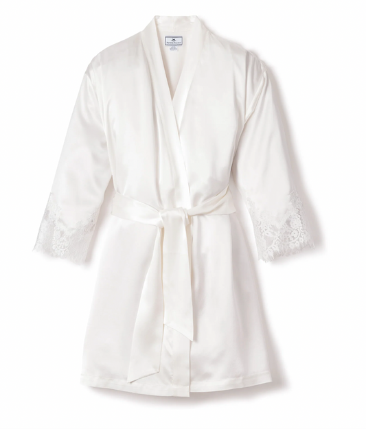 WOMEN'S SILK LACE ROBE - White