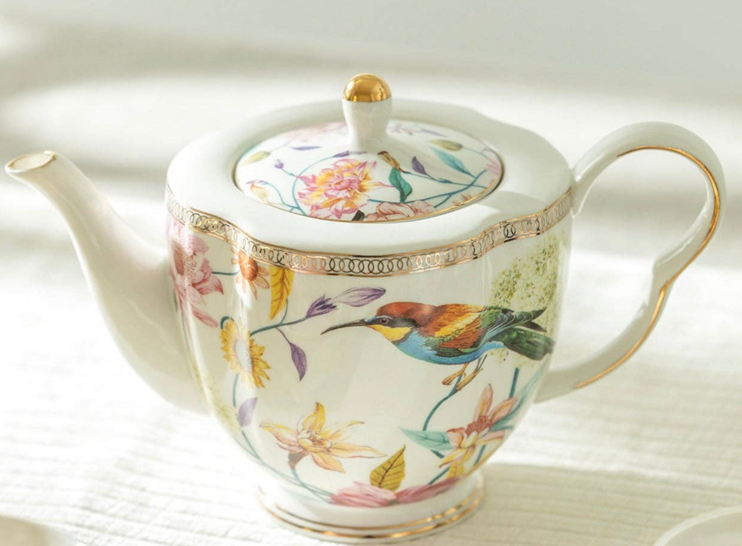 Decorative teaware fine porcelain floral teapots and tiered servers