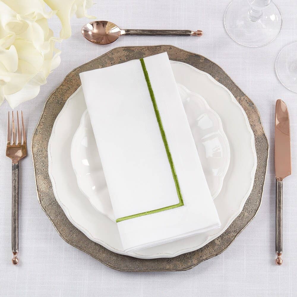 EMBROIDERED DINNER NAPKIN - GREEN (S/4) - Shannan Bower Home