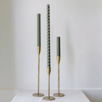 HANDCRAFTED ANTIQUE BRASS CANDLESTICK - (S/3) - Shannan Bower Home