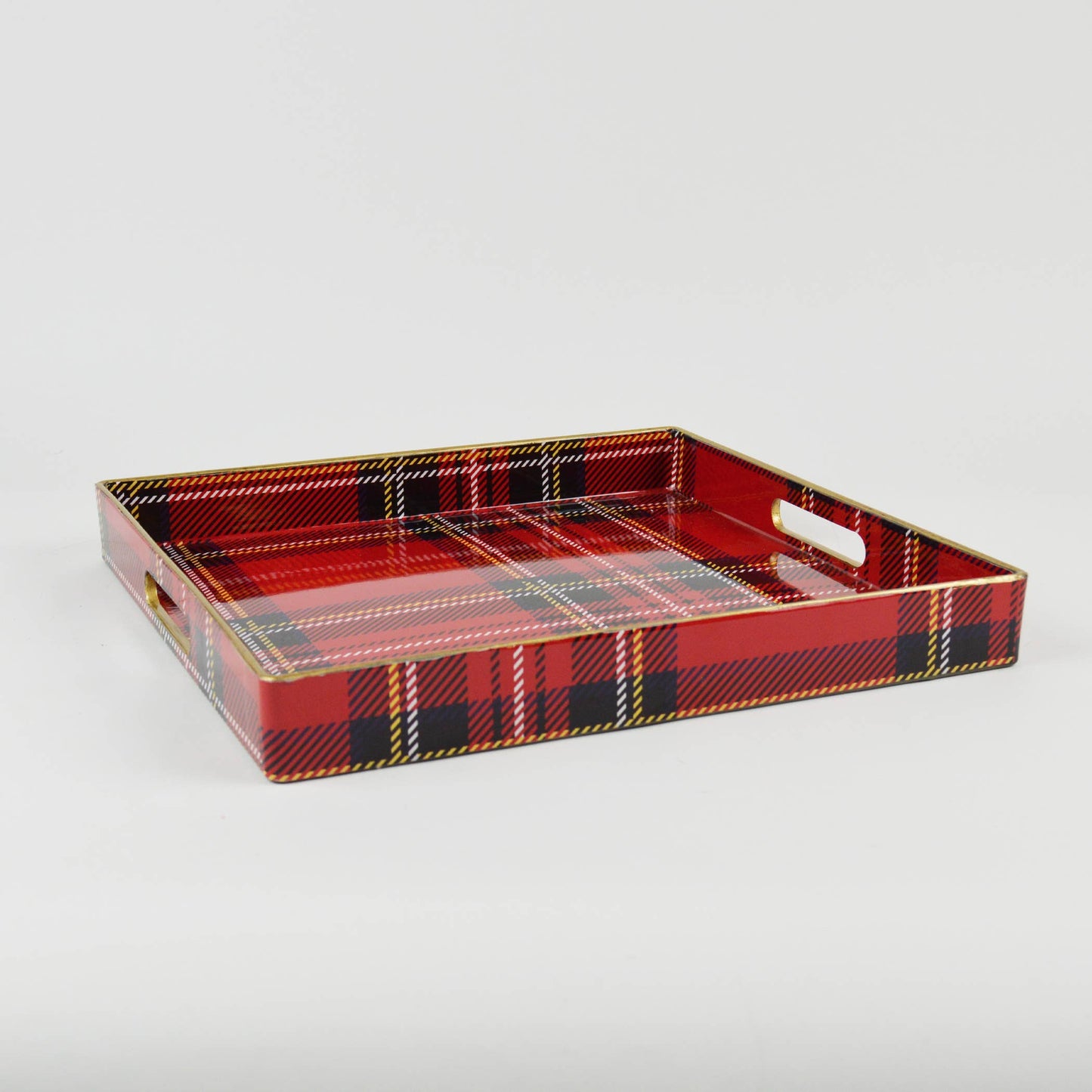 RED PLAID SQUARE TRAY - Shannan Bower Home