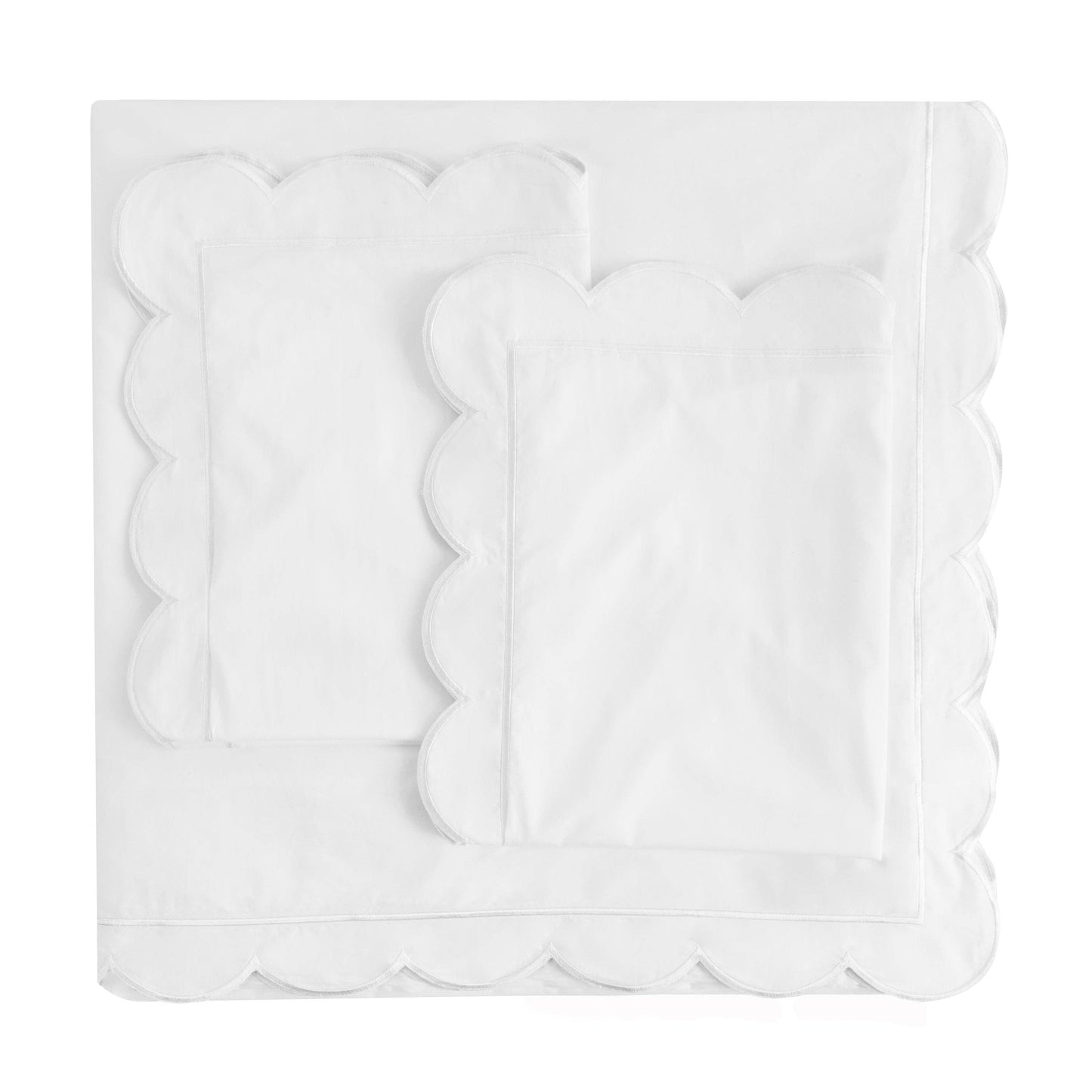 Simone White Scallop Embroidered Bedding Bundle