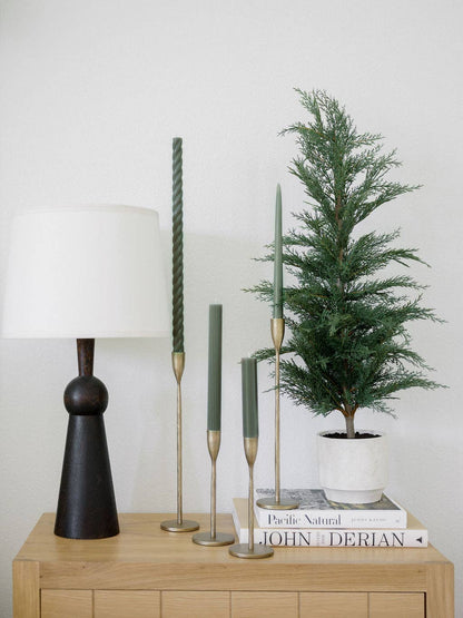 HANDCRAFTED ANTIQUE BRASS CANDLESTICK - (S/3) - Shannan Bower Home