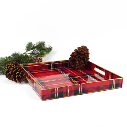 RED PLAID SQUARE TRAY - Shannan Bower Home