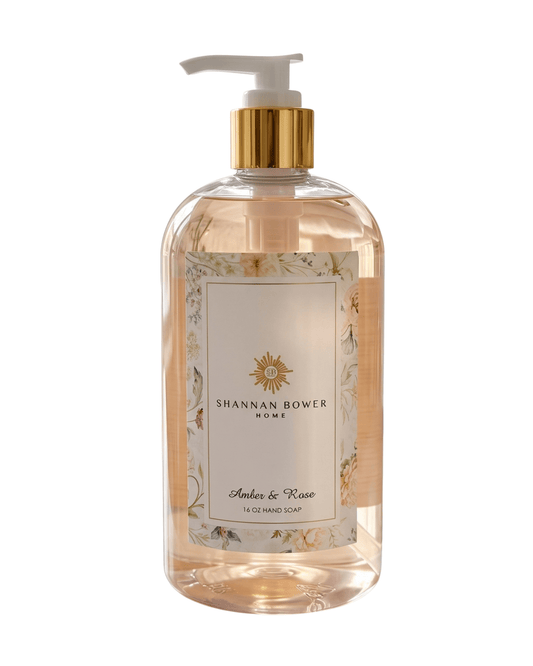 Amber & Rose Hand Soap bottle by Shannan Bower Home