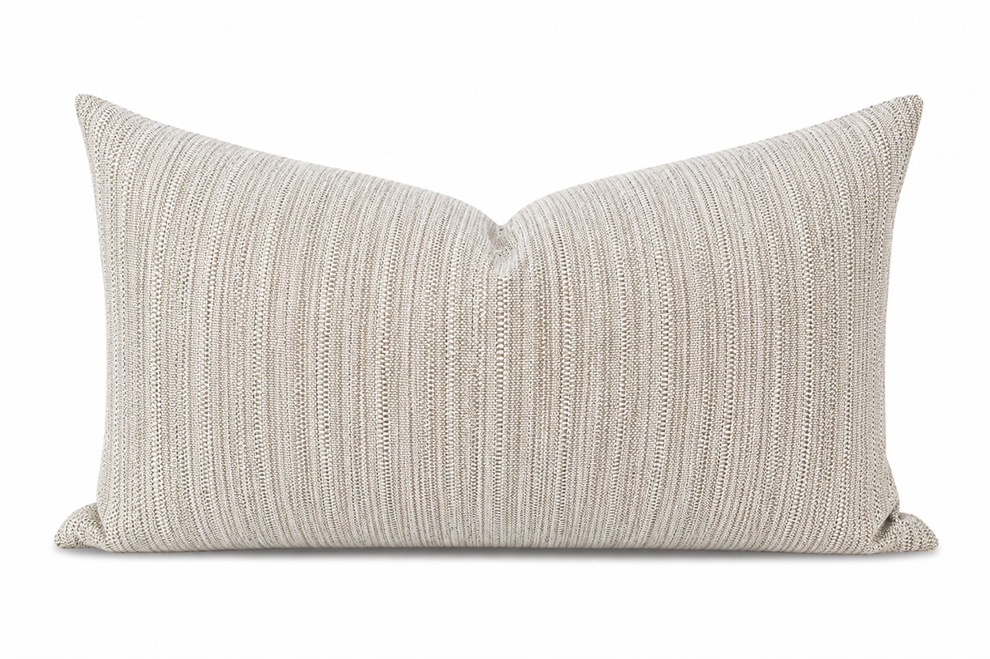 Textured beige pillow on a white background