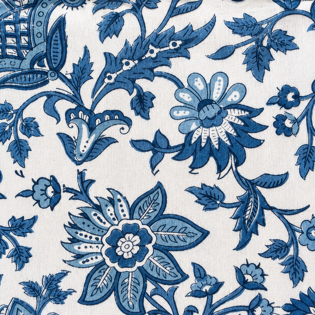 Close-up texture shot of the Blue Floral Apron