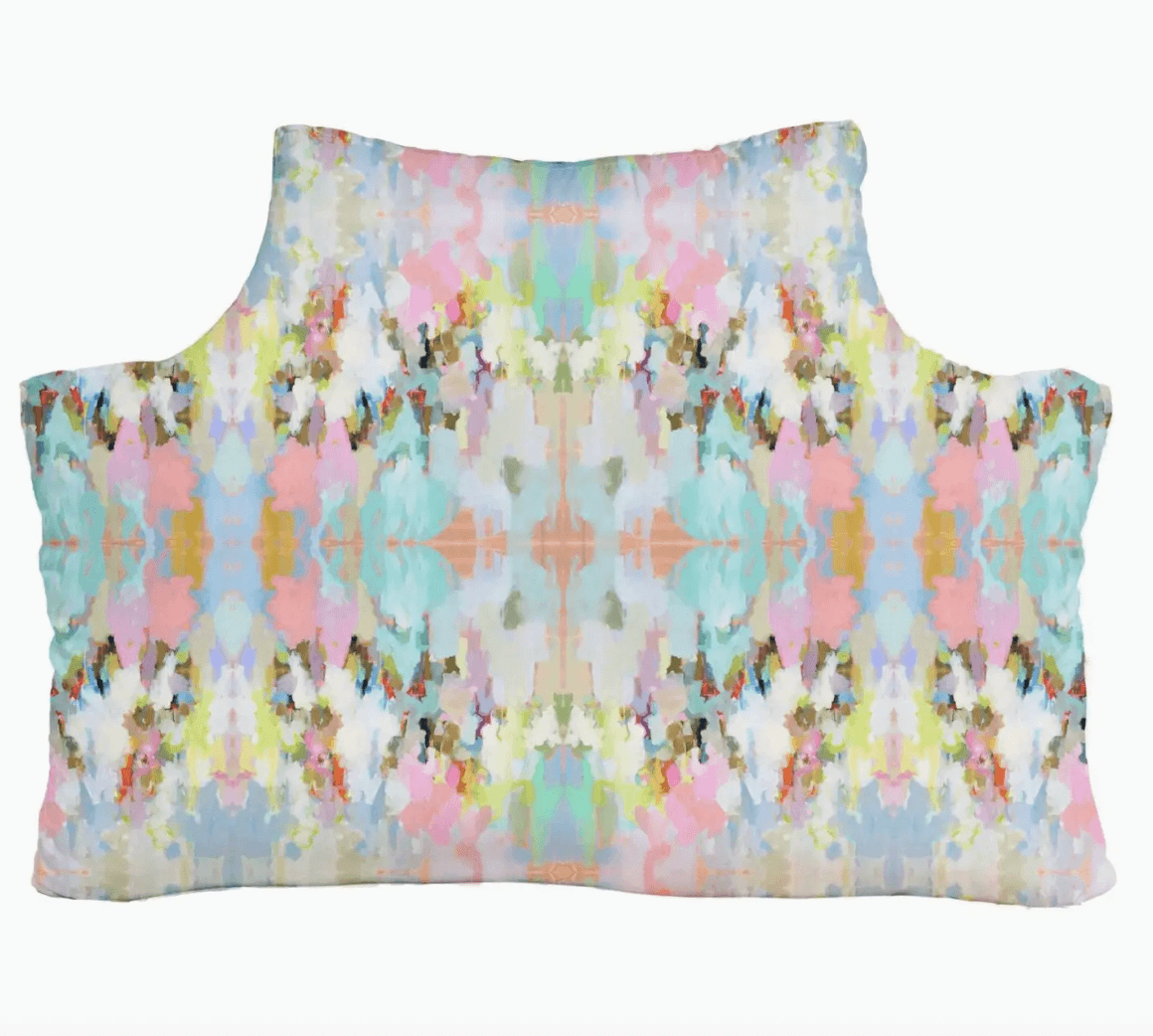 Colorful tie-dye patterned headboard pillow by laura park