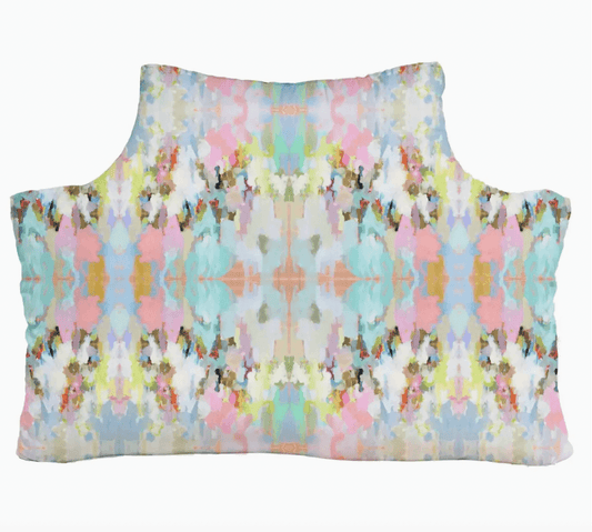 Colorful tie-dye patterned headboard pillow by laura park