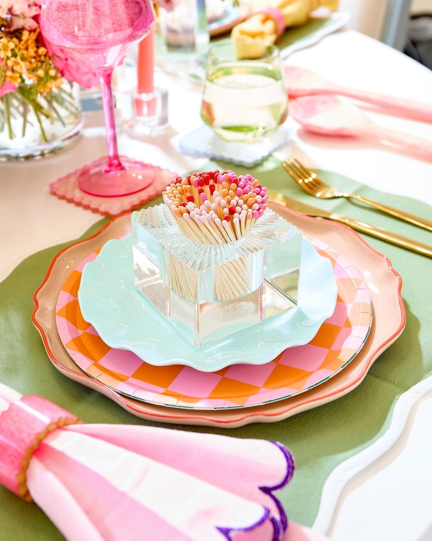 Colorful Decorative Matches in Acrylic Match Holder | Sunset Matches