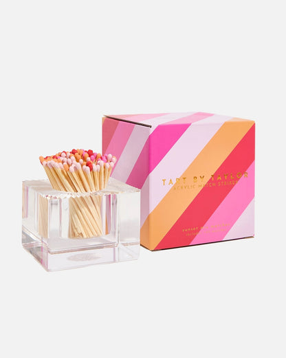 Colorful Decorative Matches in Acrylic Match Holder | Sunset Matches