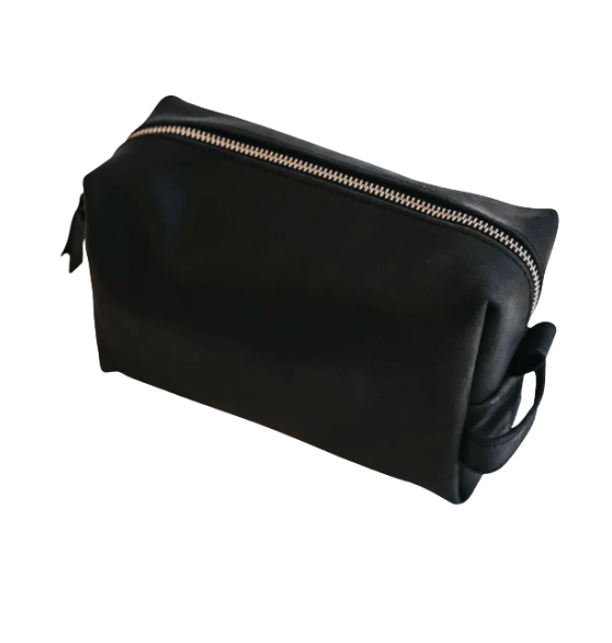 Handcrafted leather dopp kit for men in black — Shannan Bower Home