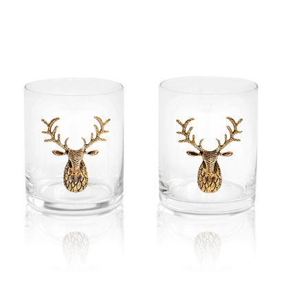 GOLD STAG WHISKEY GLASSES (Set/2) product image highlighting color, material, and overall design