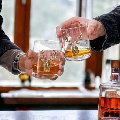 GOLD STAG WHISKEY GLASSES (Set/2) product image highlighting color, material, and overall design