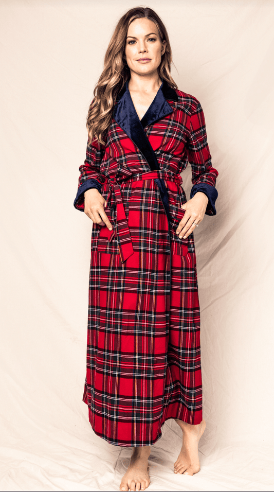 WOMEN'S TARTAN TWILL ROBE w/ VELVET TRIM - Shannan Bower Home