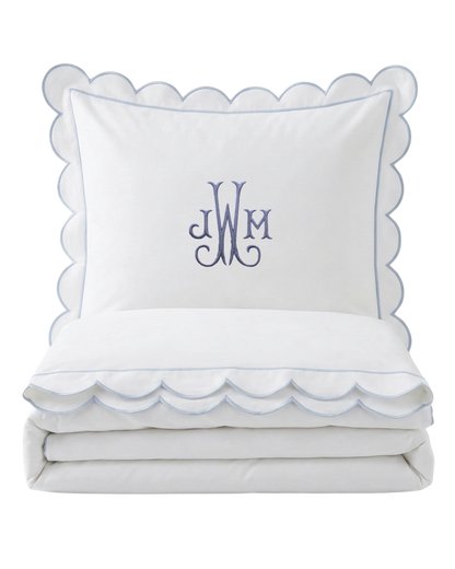 Jillian Blue Scallop Embroidered Bedding Bundle