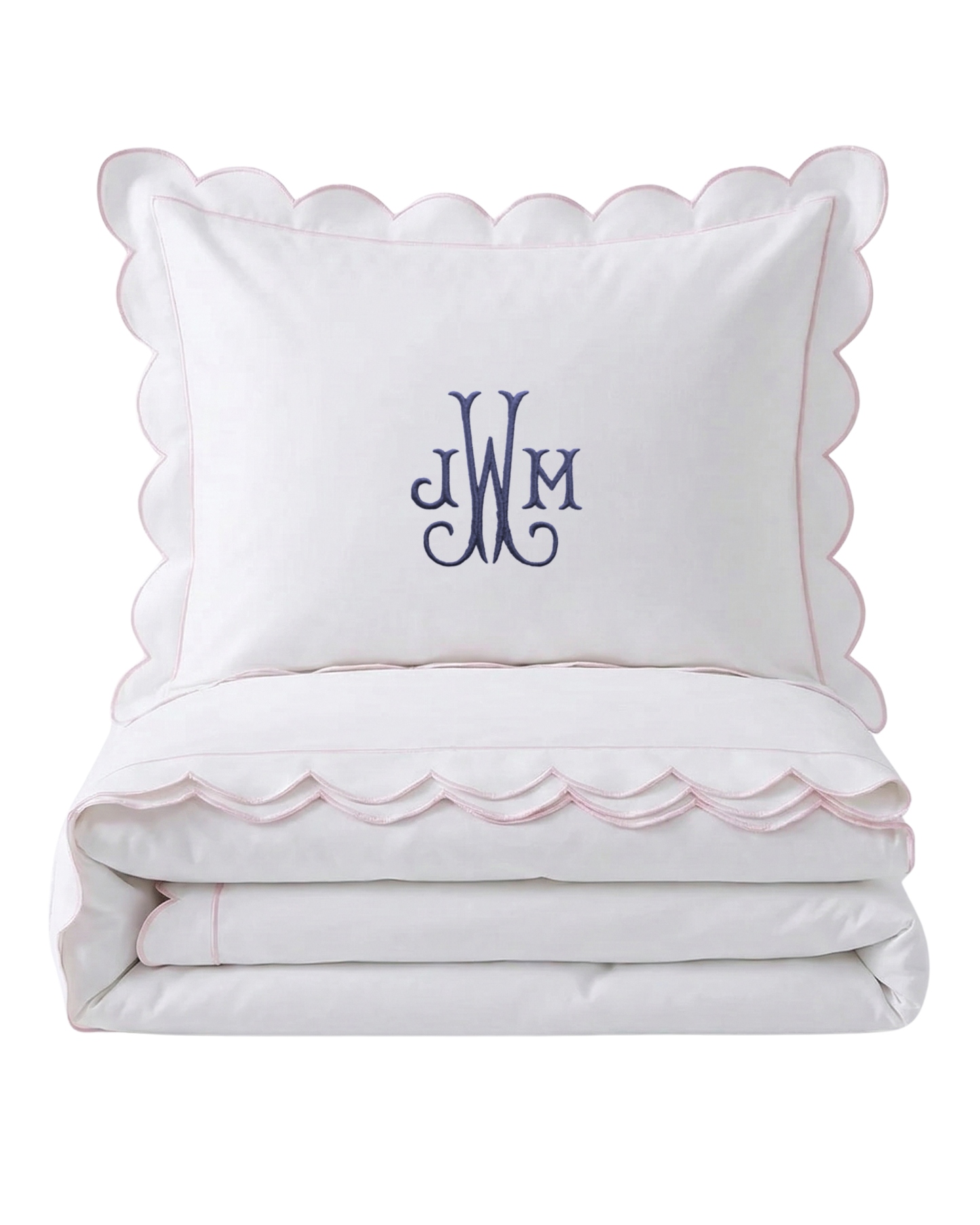 Jillian Pink Scallop Embroidered Bedding Bundle