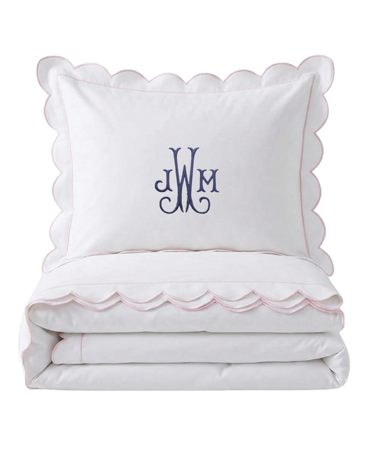 Jillian Pink Scallop Embroidered Bedding Bundle