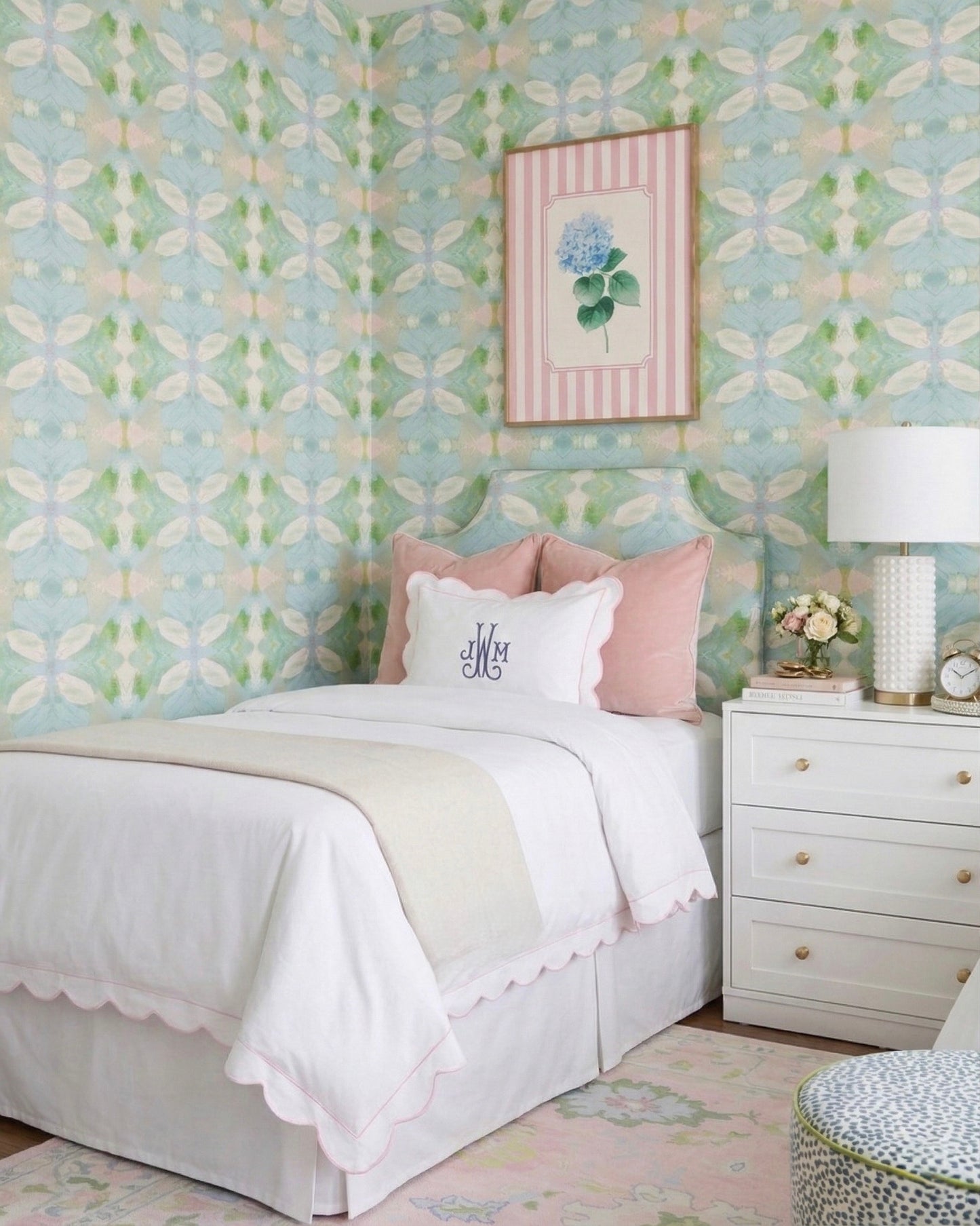 Jillian Pink Scallop Embroidered Bedding Bundle