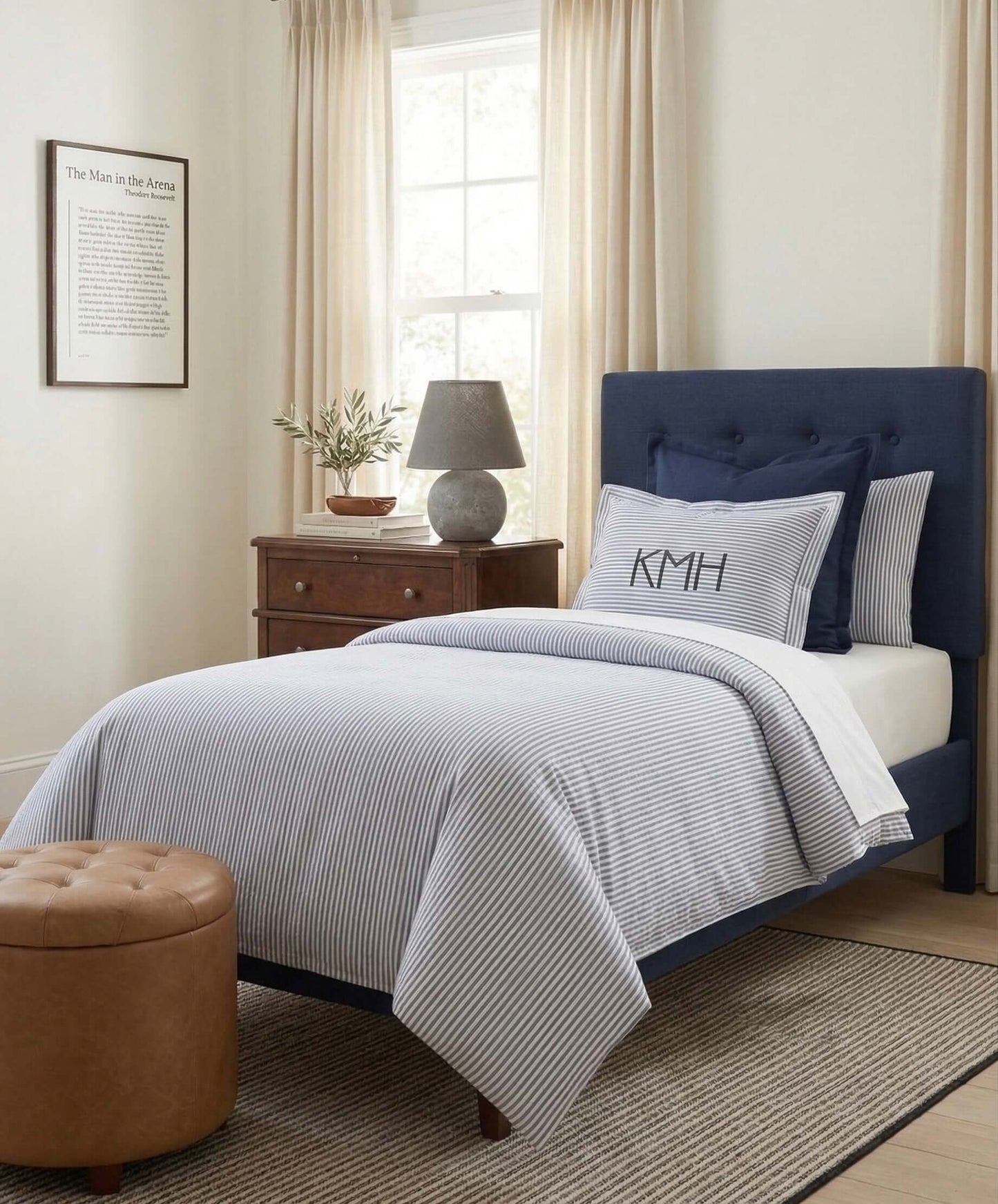 The Kyle designer dorm bedding bundle styled dorm bedroom