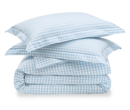 LUXE GINGHAM PERCALE DUVET SET - Product image highlighting color, material, and overall design.Shannan Bower Home