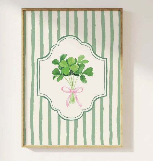 Lucky Clover Stripe Framed Art