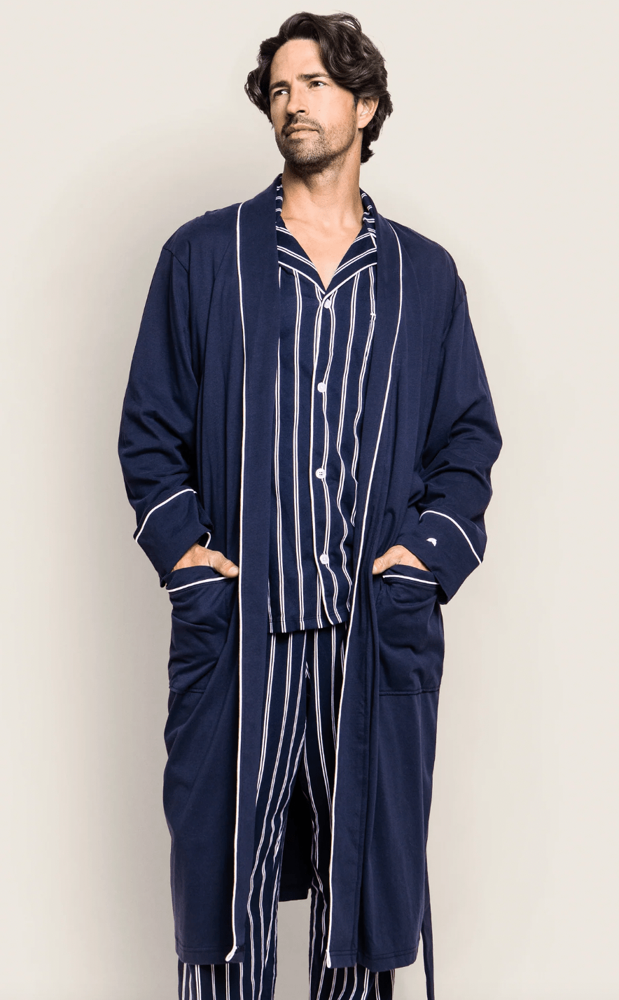 MEN'S LUXE PIMA ROBE - Navy - Product Image Shannan Bower Home
