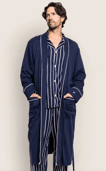 MEN'S LUXE PIMA ROBE - Navy - Product Image Shannan Bower Home