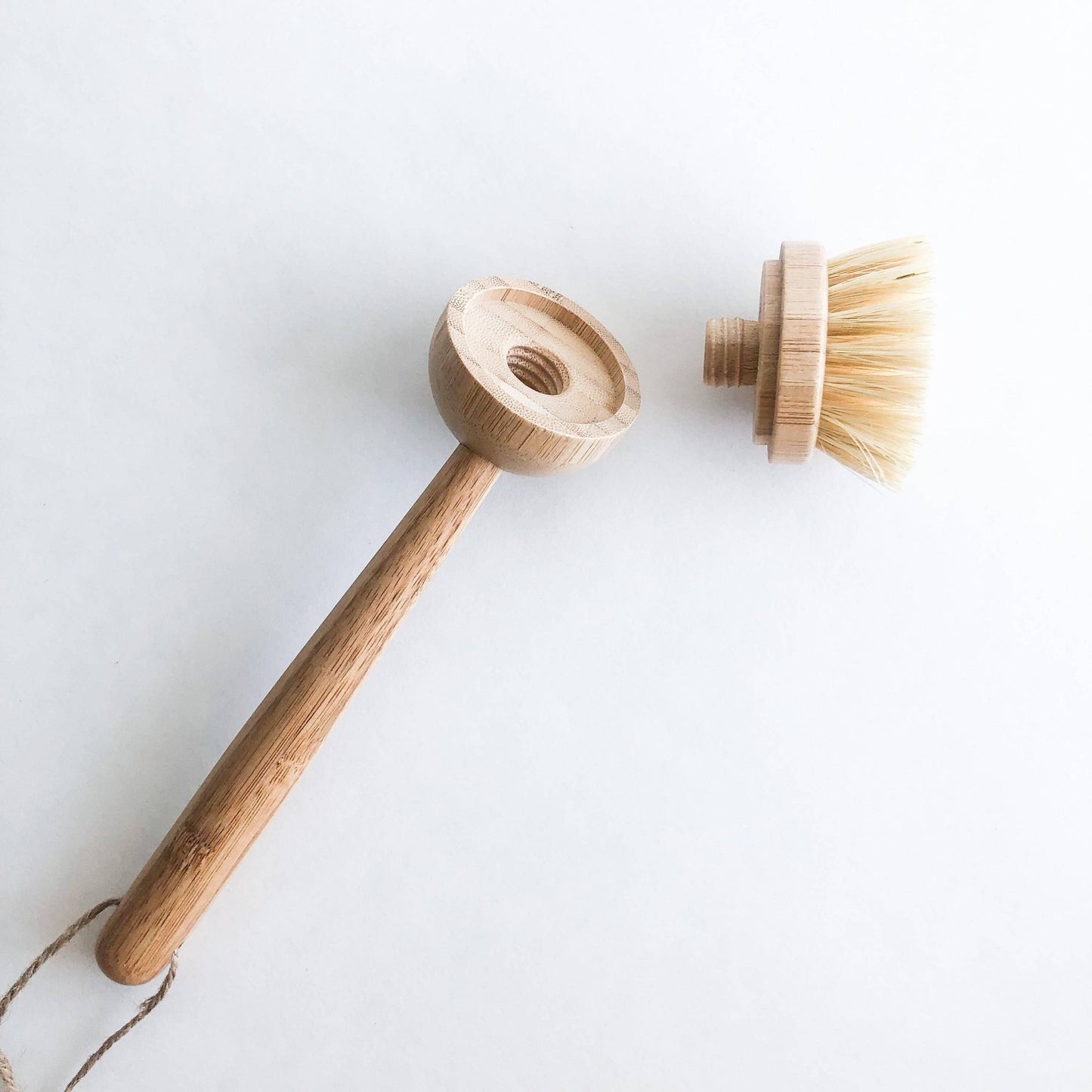 NATURAL BAMBOO + PALM DISH BRUSH -long dish brush, product image. Shannan Bower Home