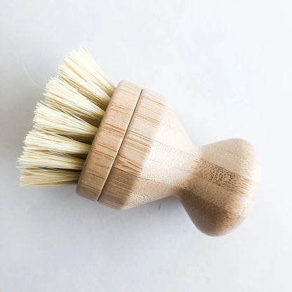 NATURAL BAMBOO + PALM DISH BRUSH product image, short dish brush