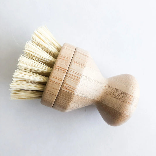 NATURAL BAMBOO + PALM DISH BRUSH product image, short dish brush