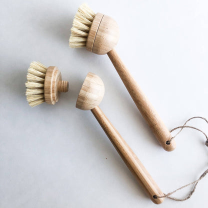 NATURAL BAMBOO + PALM DISH BRUSH -long dish brush, product image. Shannan Bower Home