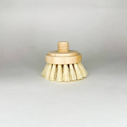 NATURAL BAMBOO + PALM DISH BRUSH -long dish brush, product image replaceable head. Shannan Bower Home