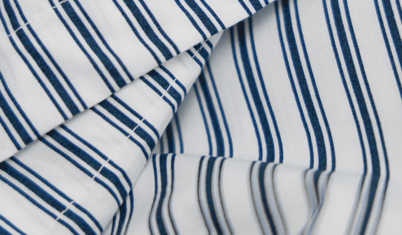 NAVY TICKING STRIPE DUVET SET product image highlighting color, material, and overall design