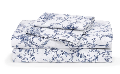 NAVY TOILE PERCALE SHEET SET
