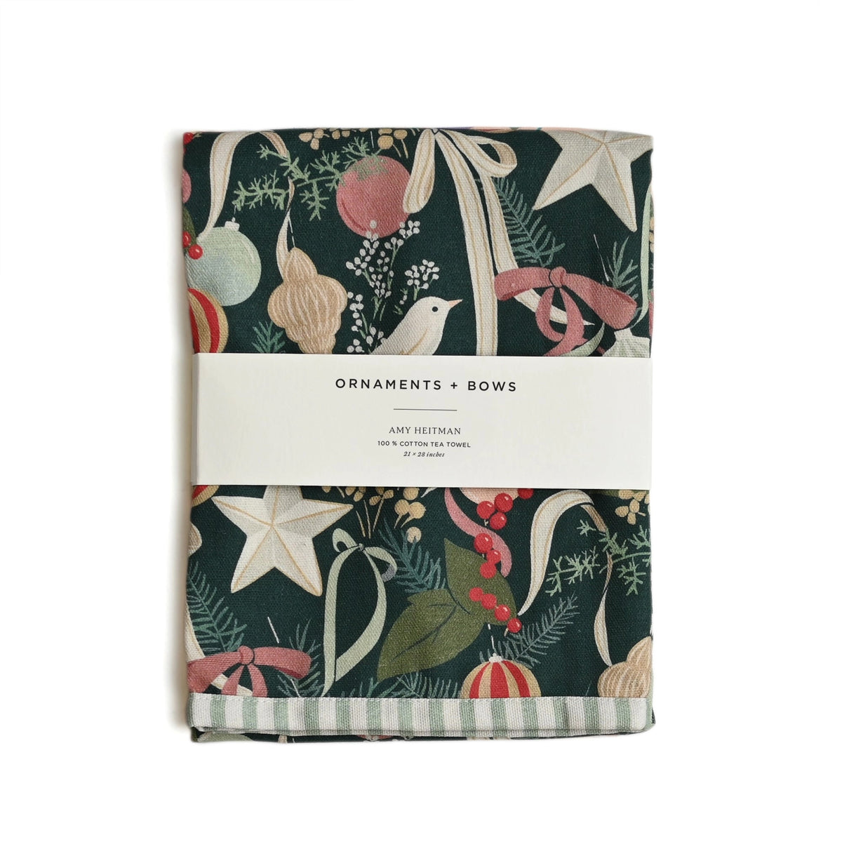 Ornaments & Bows Christmas Tea Towel