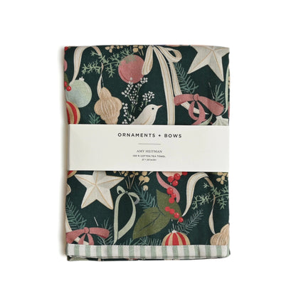 Ornaments & Bows Christmas Tea Towel