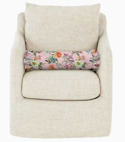 Constance Pink Floral Ruffled Bolster Pillow
