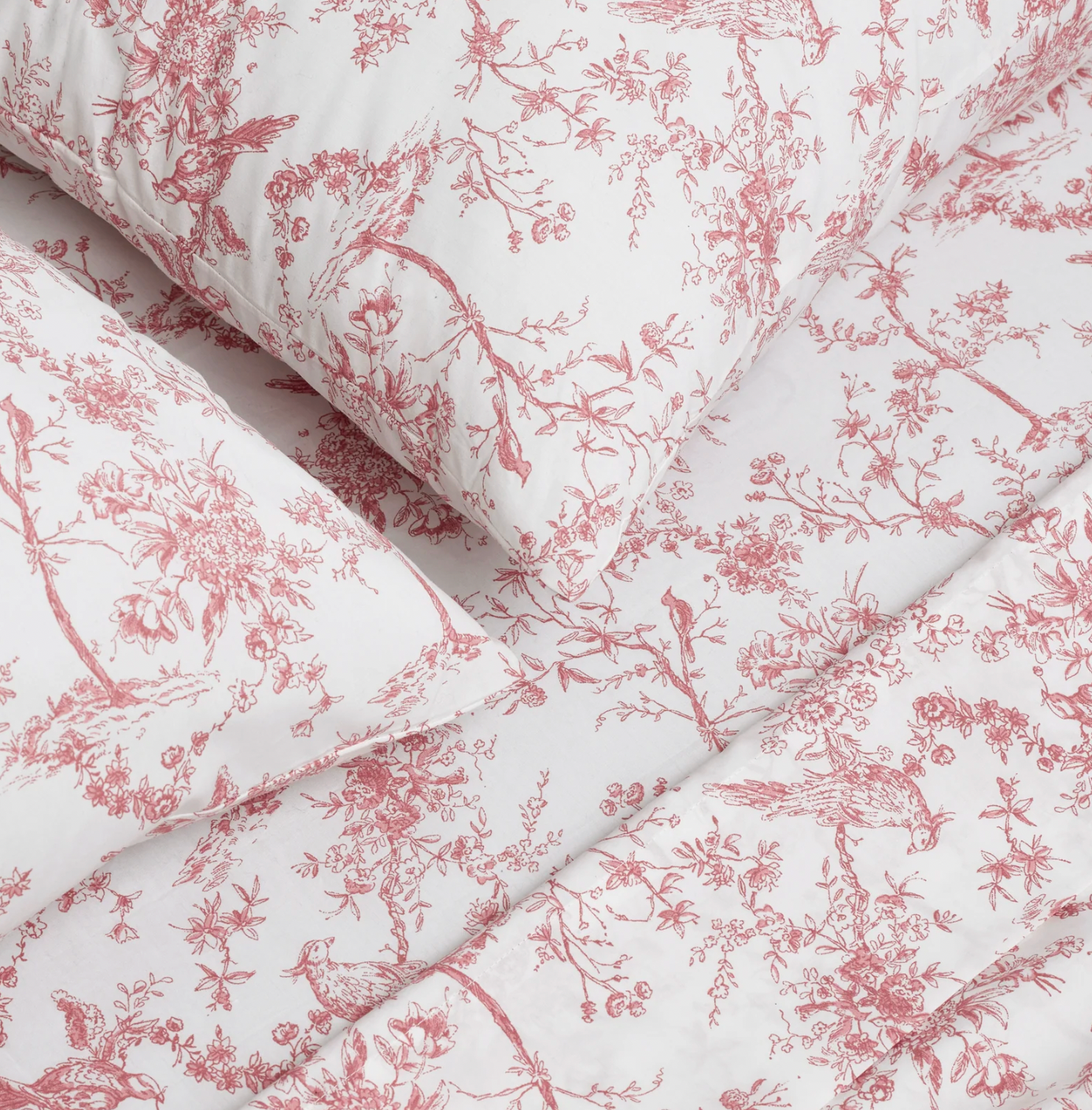 PINK TOILE PERCALE SHEET SET product image highlighting color, material, and overall design