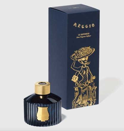 Trudon Reggio Reed Diffuser featuring elegant packaging and a unique design, part of the Belles Matières collection.