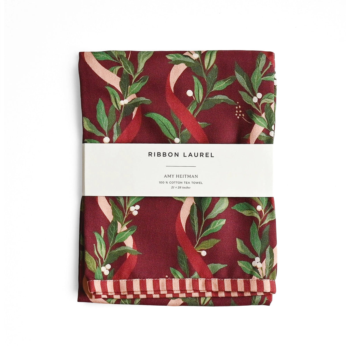 Ribbon Laurel Christmas Tea Towel