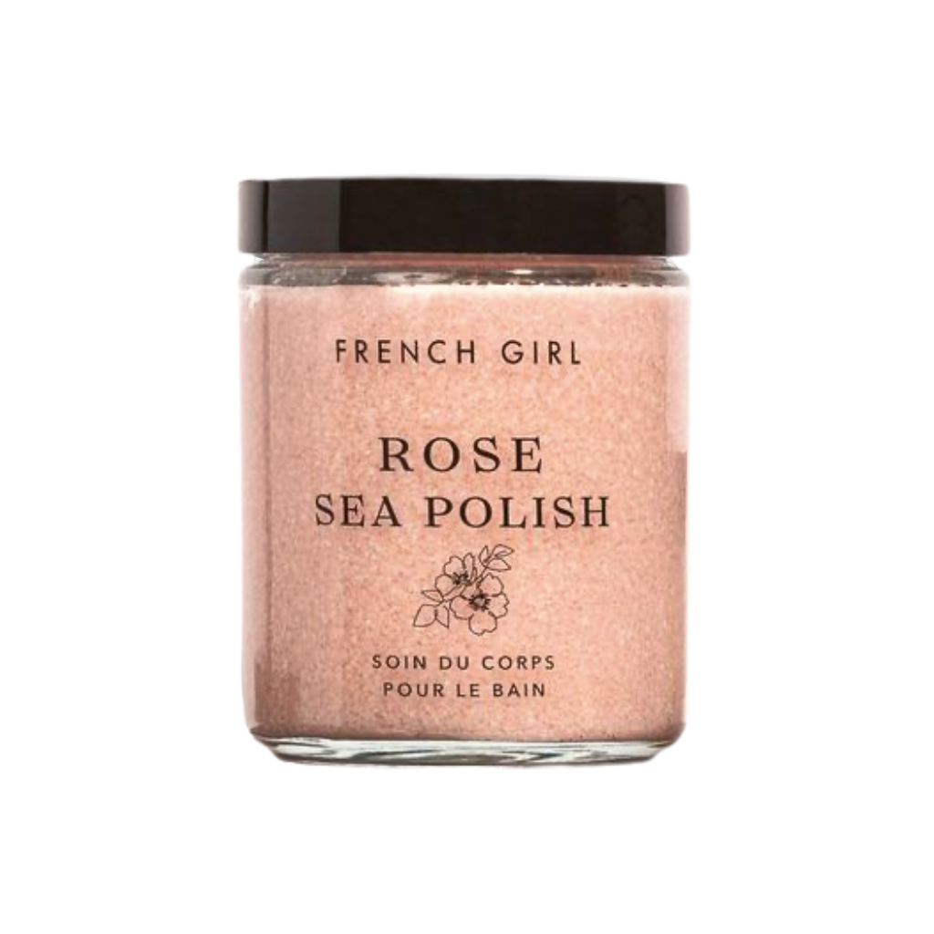 Jar of French Girl Rose Sea Polish on a white background