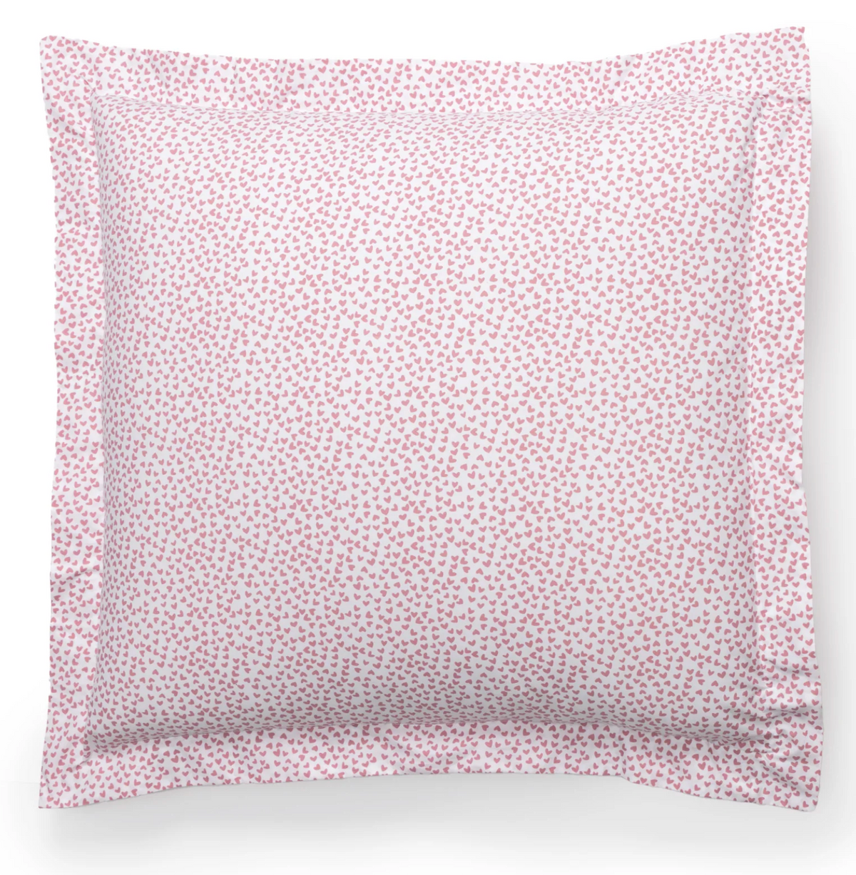 A pink and white dotted Euro sham pillowcase.