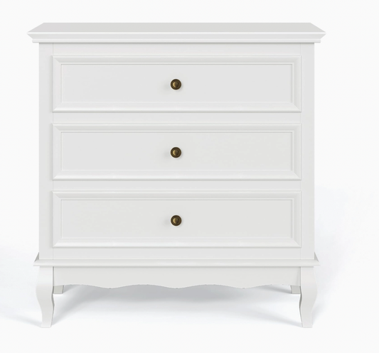 Scalloped 3 Drawer Dresser / Nightstand - White
